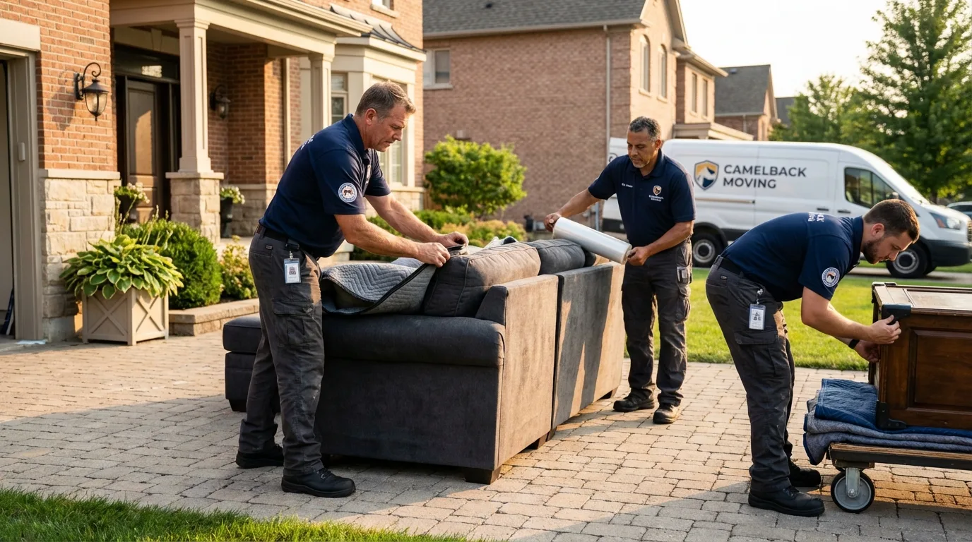 Large estate moving crew wrapping furniture in Ellettsville, IN