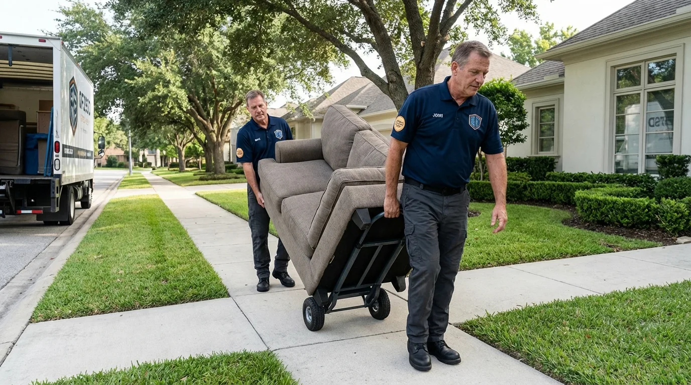 Local residential moving crew loading furniture in Ellettsville, IN
